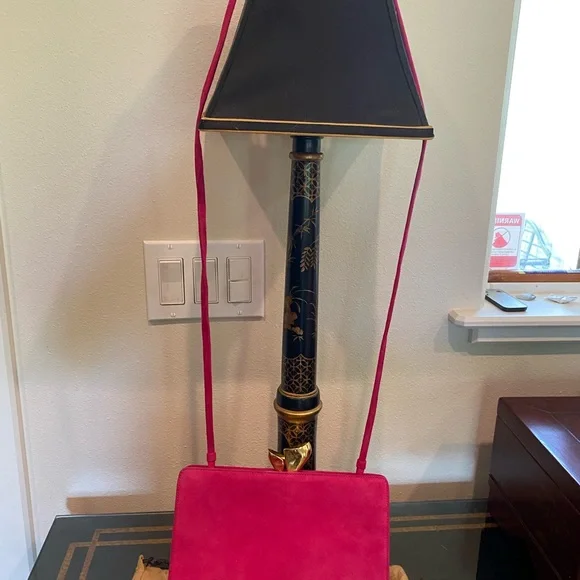 DONNA KAREN VINTAGE NWOT PINK SUEDE CROSSBODY/CLUTCH - Picture 2 of 13